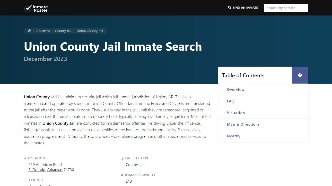 Inmate Search | Union County Jail - El Dorado, AR - InmateRoster